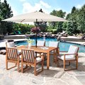 Alaterre Furniture 8 Piece Set, Weston Table with 6 Chairs, 10-Foot Rectangular Umbrella Beige ANWT03RE13S6